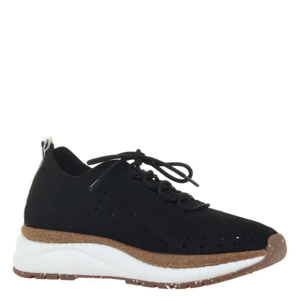 OTBT Alstead Black Perforated Sneakers Animal Print Calf Hair Accent Womens 9M